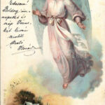 1899 (Vorläufer) Fröhliche Weihnachten! / Christmas greeting art postcard with angel. litho