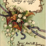 1903 Boldog Újévet! / New Year greeting art postcard. Art Nouveau, floral, Emb. litho (lyuk / pinhole)