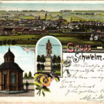 1899 (Vorläufer) Schwelm, Schwelmer Brunnen, Kaiser-Denkmal / general view, spring source, fountain, monument. Art Nouveau, floral, litho (EK)
