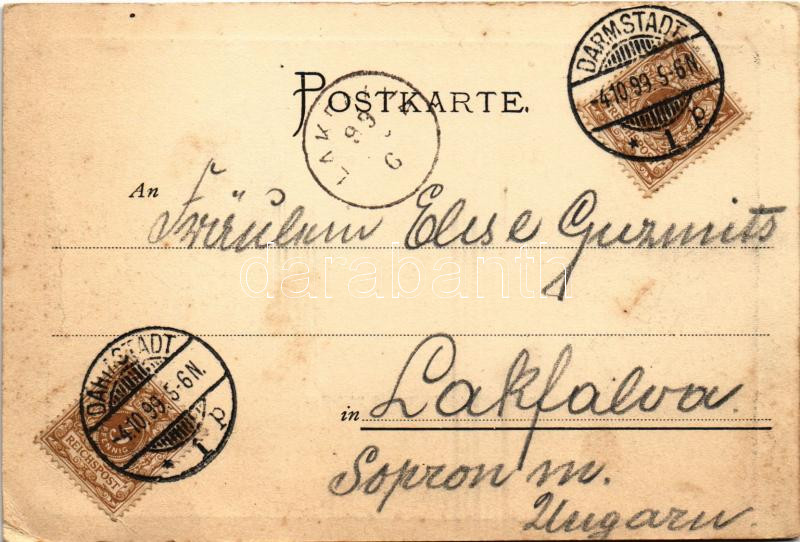 1899 (Vorläufer) Darmstadt, von der Ludwigshöhe. Heliopostkarte No. 1104. L. Klement (EB) - Image 2