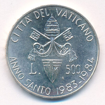 Vatikán 1983. 500L Ag 'Szent Év 1983-1984' T:1,1- apró ph Vatican 1983. 500 Lire Ag 'Holy Year 1983-1984' C:UNC,AU tiny edge error Krause KM#168