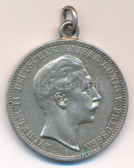 Német Államok / Poroszország 1910A 3M Ag 'II. Vilmos' T:2 füllel, patina German States / Prussia 1910A 3 Mark Ag 'Wilhelm II' C:XF with ear, patina Krause KM#527