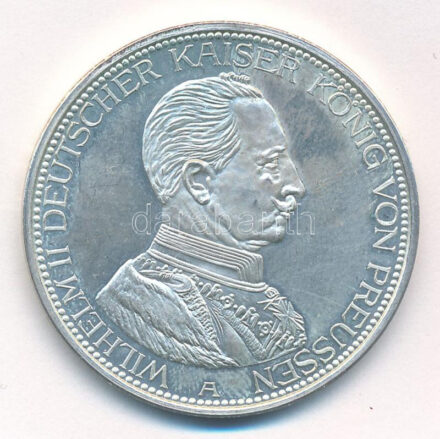 Német Birodalom / Poroszország 1913A 5M Ag 'II. Vilmos' utánveret T:1- patina German Empire / Prussia 1913A 5 Mark Ag 'Wilhelm II' restrike C:AU patina