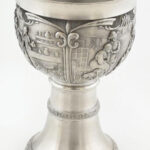 Díszes német ón pohár, jelzett, / German tin glass m: 13,5 cm