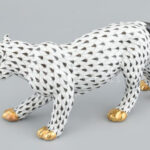 Herend- Tigris fekete hálós és arany festéssel. Méret L (20cm x 9,2cm x 8,5cm), hibátlan állapot. Jelzett. - Image 2