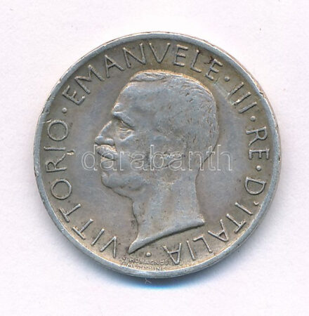 Olaszország 1929R 5L Ag 'III. Viktor Emánuel' T:2- ph., patina Italy 1929R 5 Lire Ag 'Vittorio Emanuele III' C:VF edge error, patina Krause KM#67.1