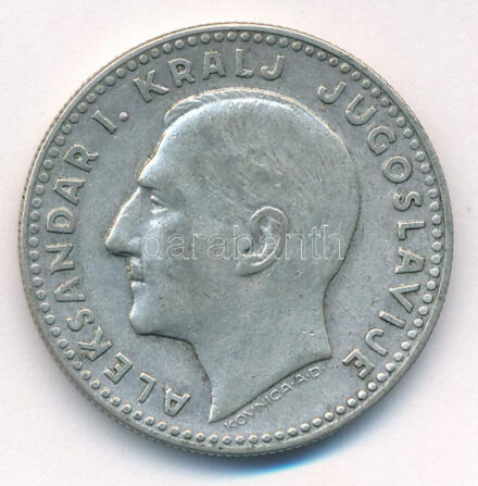 Jugoszlávia 1931. 20D Ag 'I. Sándor' T:2,2- patina Yugoslavia 1931. 20 Dinara Ag 'Alexander I' C:XF,VF patina Krause KM#11