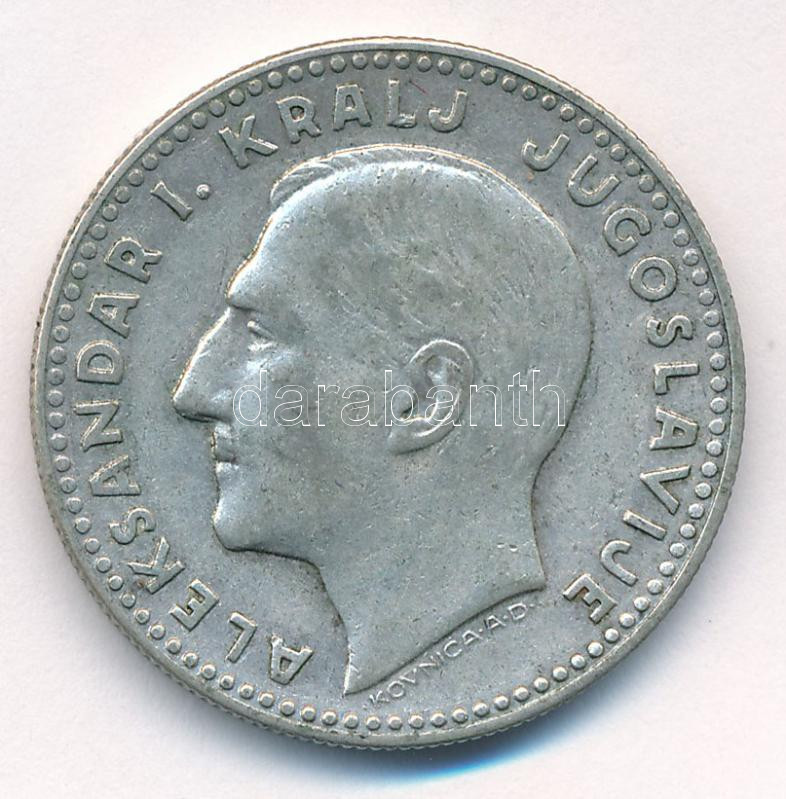 Jugoszlávia 1931. 20D Ag 'I. Sándor' T:2,2- patina Yugoslavia 1931. 20 Dinara Ag 'Alexander I' C:XF,VF patina Krause KM#11