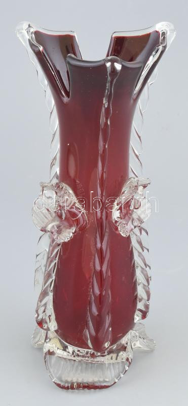 Bordó hutaüveg váza, hibátlan, m: 29 cm