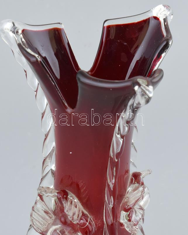 Bordó hutaüveg váza, hibátlan, m: 29 cm - Image 2