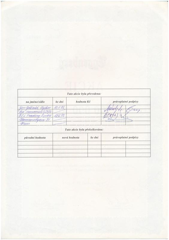 1995 Eggenberg cseh sörgyár részvénye 500 000 K. T: 2- - Image 2