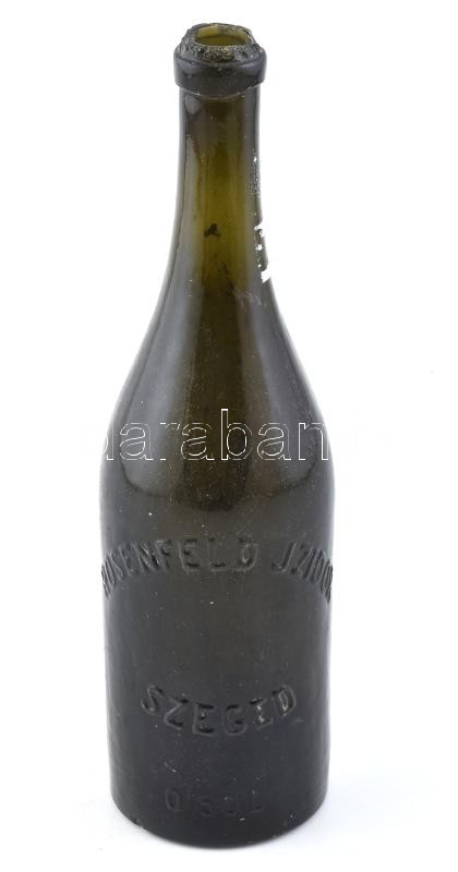 cca 1910 Rosenfeld Izidor, Szeged feliratos sörös üveg 0,5l. száján csorba