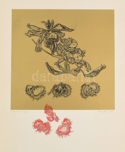 Raszler Károly (1925-2005): Vadgesztenye, 1981. Szitanyomat, papír. Jelzett. Számozott: 25/50. Lapszéli apró sérülésekkel. 46x37,5 cm