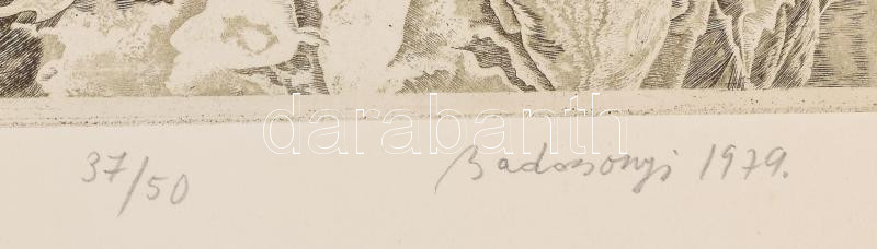 Badacsonyi Sándor (1949-2016): Magány, 1979. Rézkarc, papír, jelzett, számozott (37/50). 27,5x21 cm - Image 2