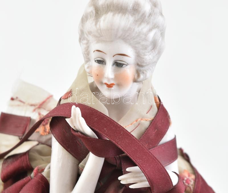 Teababa, jelzés nélkül, kézzel festett porcelán, kopott, ujja sérült m:32,5 cm - Image 2