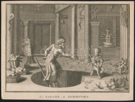 Picart, Bernard (1673-1733): La pagode de kamaetsma. Rézmetszet, papír. Jelzés nélkül. Körbevágva. 14,5×20 cm