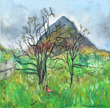 Csergezán Pál jelzésset: Hegyvidék. Olaj, vászon. 40×40 cm.