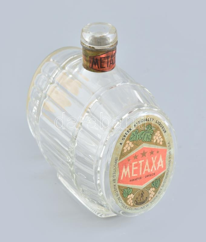 Retro hordó alakú Metaxa italos üveg 16 cm