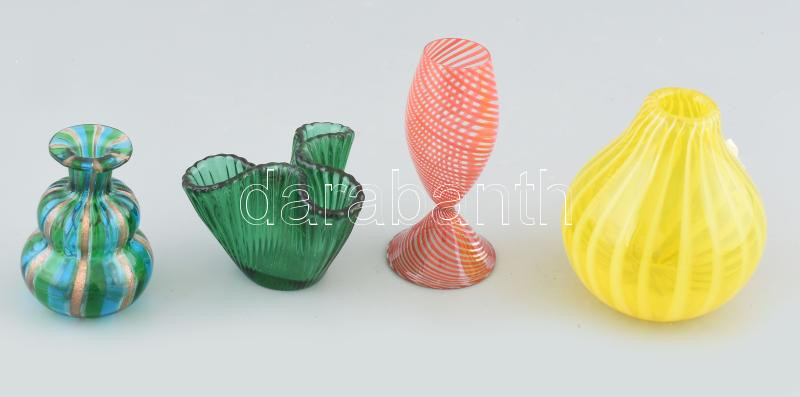 4db ritka Morano váza, hibátlan, m: 5-9,5 cm