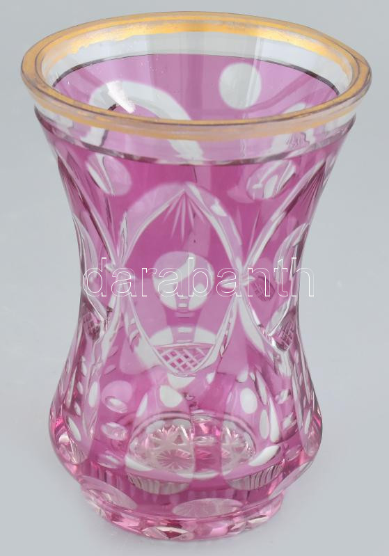 Pink bieder pohár, kopott, m: 14 cm