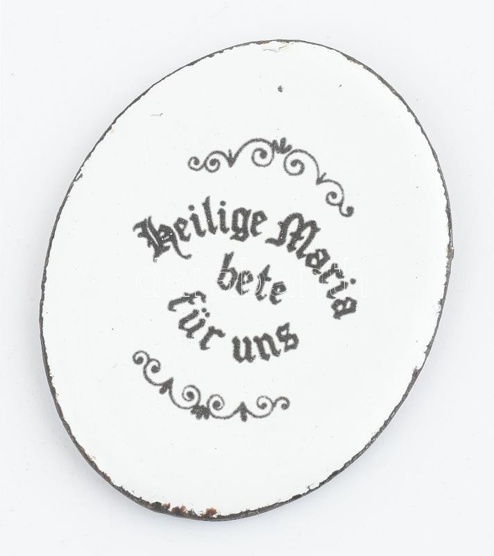 Antik Mária medalion, zománcozott fém, h: 4 cm - Image 2