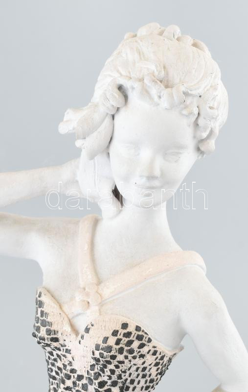 Bod Éva (1924-2004): Hólgy kosárral, mázas kerámia figura, jelzés nélkül, kis kopásnyomokkal, m: 40 cm - Image 4