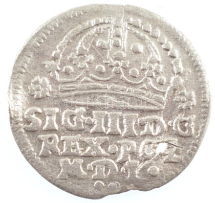 Lengyel Királyság 1608. 1Gr Ag 'III. Zsigmond' Krakkó (1,37g) T:2,2- ly. Poland 1608. 1 Grossus Ag 'Sigismund III' Krakow (1,37g) C:XF,VF Kopicki 790. hole