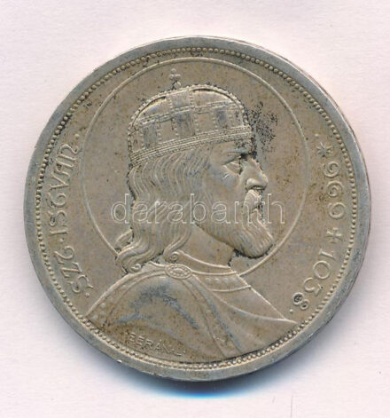 1938. 5P Ag 'Szent István' T:1-,2 kis ph., patina Adamo P8.1