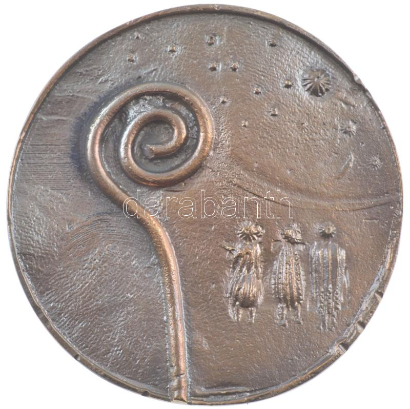 DN 'Kellemes Karácsonyi Ünnepet Boldog Új Évet Kívánok' kétoldalas, öntött bronz emlékérem (64mm) T:2