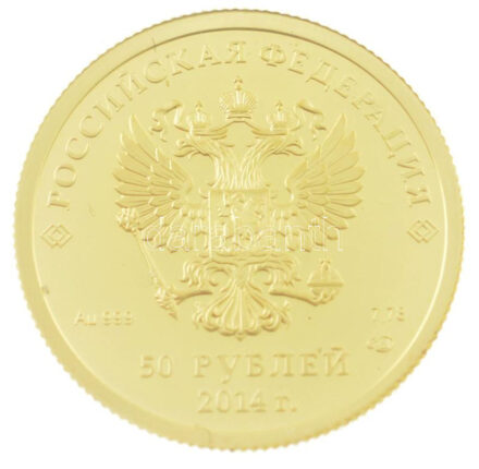 Oroszország 2014. 50R Au 'Szocsi Téli Olimpia - Korcsolya' tanúsítvánnyal, tokban (7,84g/0.999) T:PP Russia 2014. 50 Roubles Au 'Sochi Winter Olympics - Skating' with certificate and capsule (7,84g/0.999) C:PP Krause Y#1479