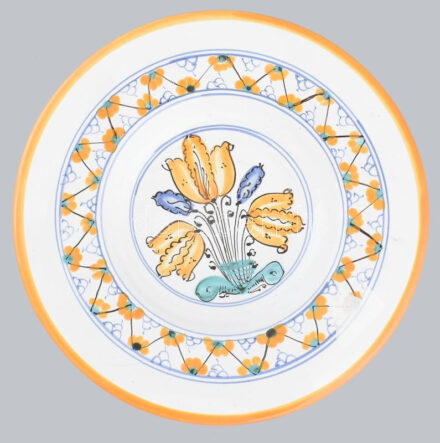 Habán dísztányér múzeumi másolat. Kézzel festett, jelzett, hibátlan 23 cm