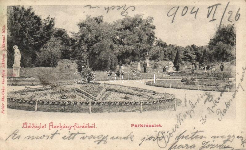 Harkányfürdő parkrészlet, Feiler Mariska kiadása (r)