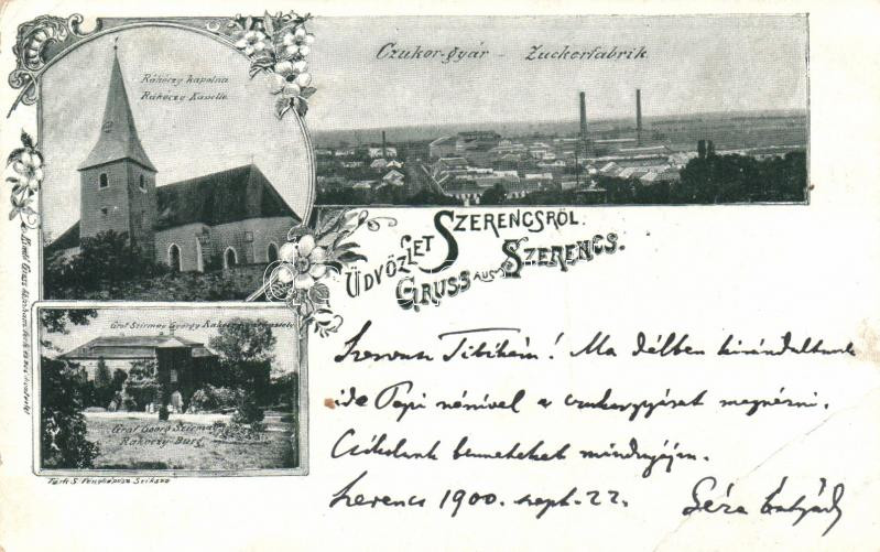 Szerencs, Cukorgyár, Rákóczi kápolna, Szirmay-kastély; floral (fa)