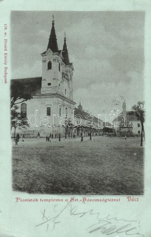 1899 Vác Szentháromság tér, Piarista templom, Divald (kis szakadás / small tear)
