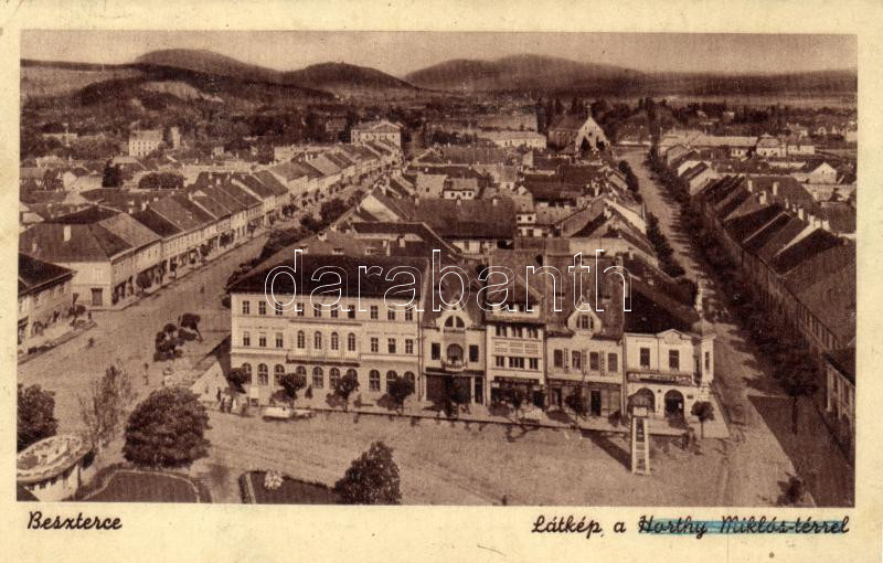 Beszterce, Horthy Miklós tér, Ferrum szőnyeg és textil üzlet / square, textile shops (EK)