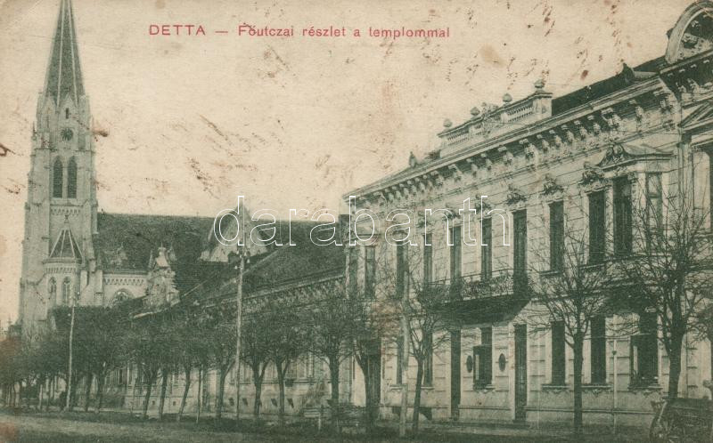 Detta, Fő utca, templom / street, church (EK)