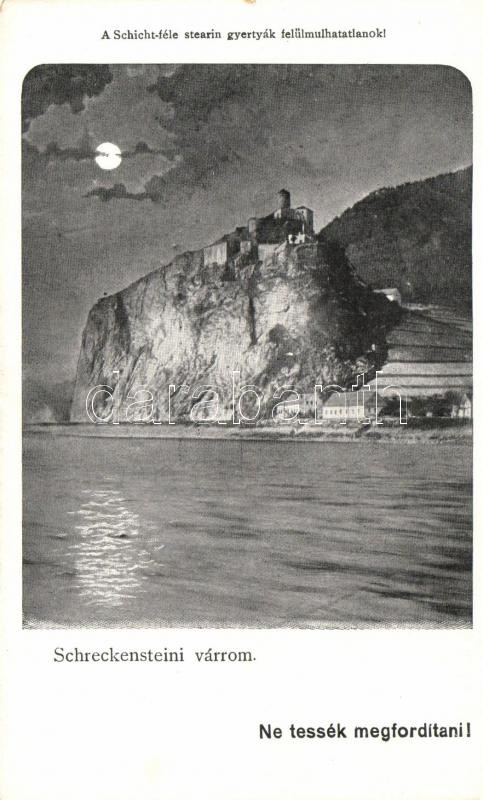 Strekov, Schreckenstein; castle. Schicht soap advertisement on the backside