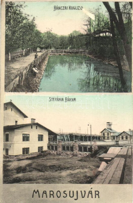 Marosújvár, Stefánia bánya, Bánczai Kuglicz tó, kiadja Grünn Géza / mine, lake (EK)