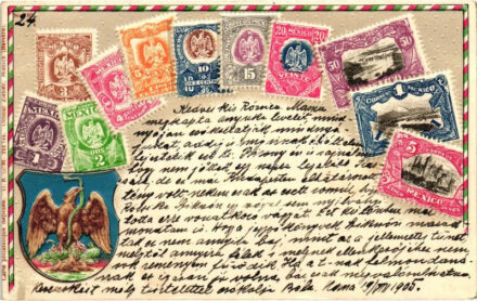 Mexico - set of stamps, Ottmar Zieher's Carte Philatelique No. 30. Emb. litho