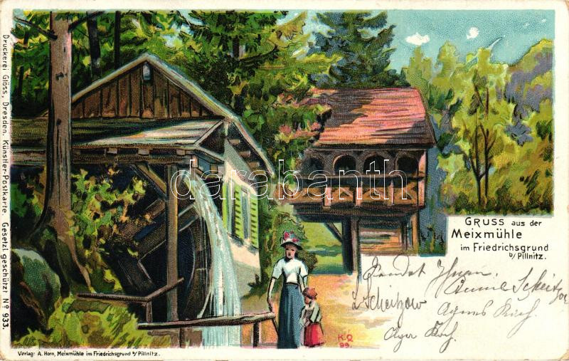 Meixmühle im Friedrichsgrund b. Pillnitz; Verlag A. Horn, litho