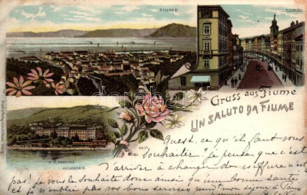 1898 Fiume, Corso, K.k. Marine-Academy, floral litho (EK)