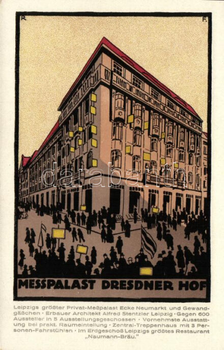Leipzig, Messpalast Dresdner Hof; Verlag von Richard Pudor, Künstlerische Messpostkarte Serie 1 No. 8