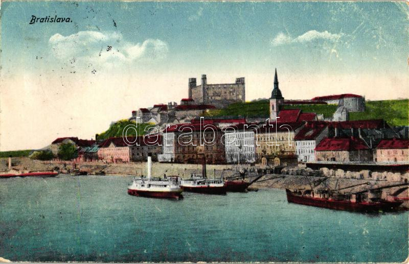 Pozsony, Pressburg, Bratislava; vár, hajó / castle, ship (EK)