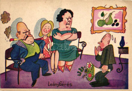 3 db RÉGI használatlan humoros grafikai lap / 3 old unused humorous graphic postcards