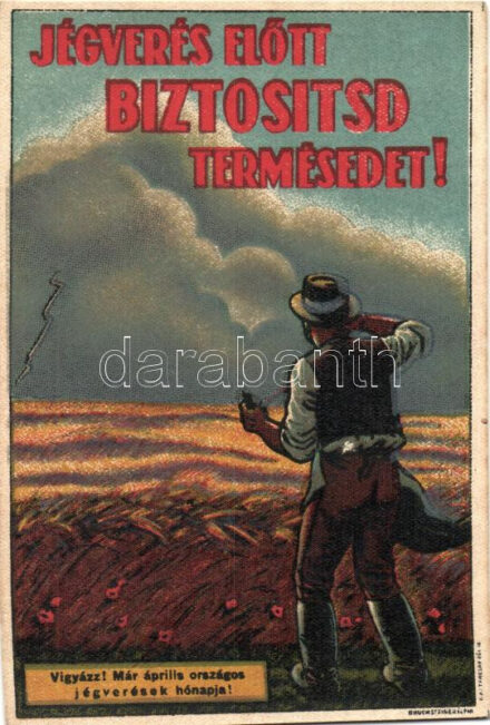 Jégverés előtt biztosítsd a termésedet! Mezőgazdasági hirdetmény, Bruchsteiner és fia kiadása / Hungarian agricultural insurances propaganda