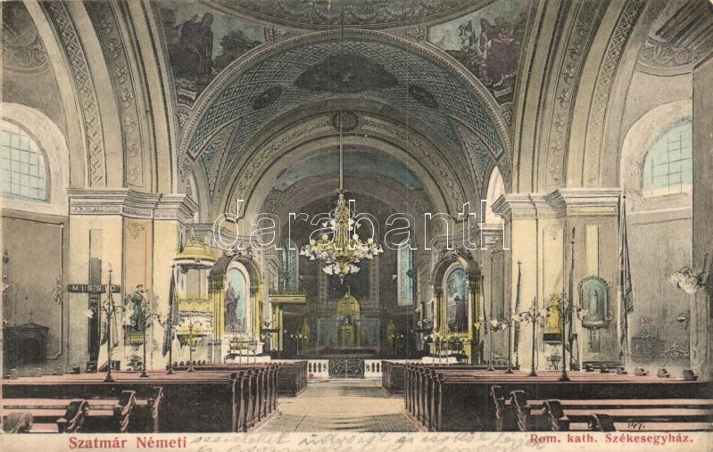 Szatmárnémeti, Satu Mare; Római katolikus templom belső, kiadja Reizer János / church, interior (EK)