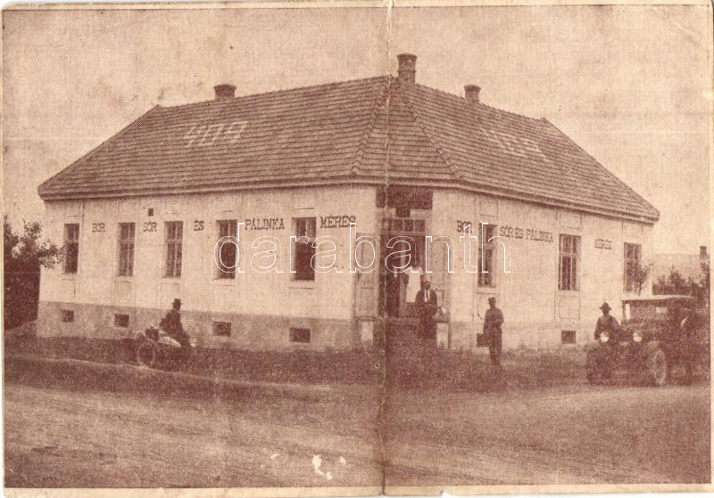 Mosonmagyaróvár, Magyaróvár; 409-es számú bor-, sör és pálinkamérés, automobil (fa)