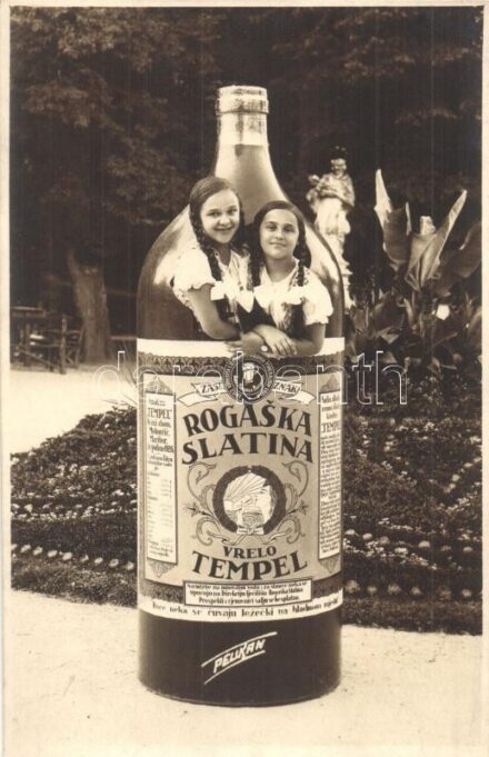 Rogaska Slatina, Rohitsch-Sauerbrunn; Tempel mineral water advertisement card, Foto Pelikan, photo / szlovén ásványvíz reklám