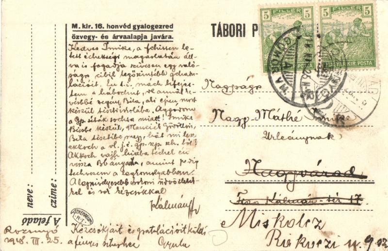 1917 Fröhliche Ostergrüße / WWI K.u.K. military Easter greeting card s: E. Kutzer + M. kir. 304. honv. hegyi gyalog távbeszélő osztag parancsnokság (EK) - Image 2