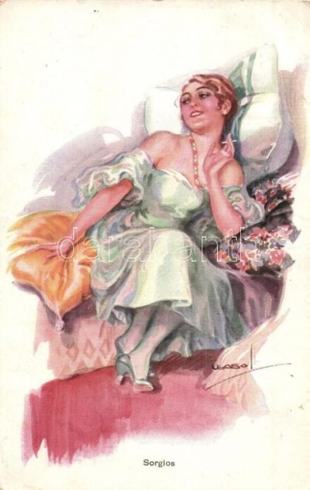 Sorglos / Italian art postcard, Erkal No. 317/1. s: Usabal